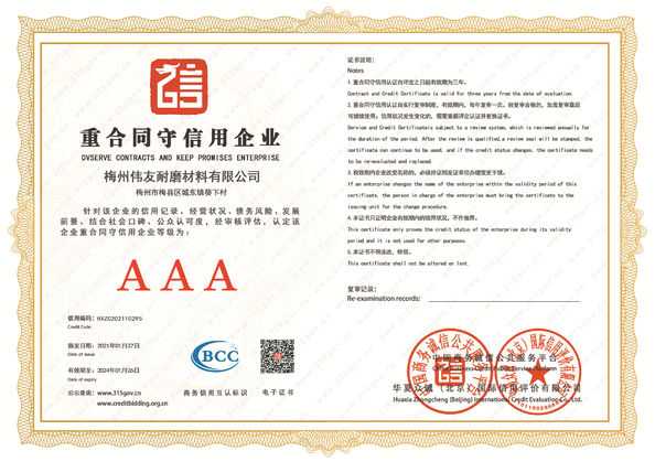 中国 MEIZHOU WEIYOU WEAR-RESISTING MATERIAL Co., LTd. 認証